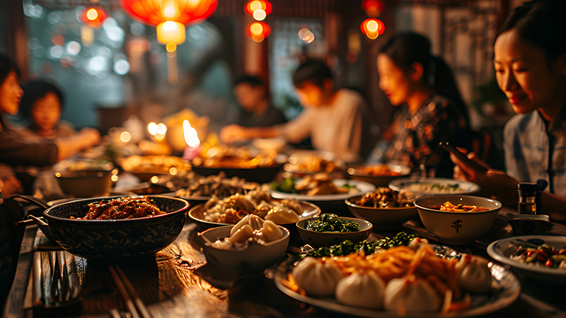 Chinese New Year table setting for Asian New Year celebrations